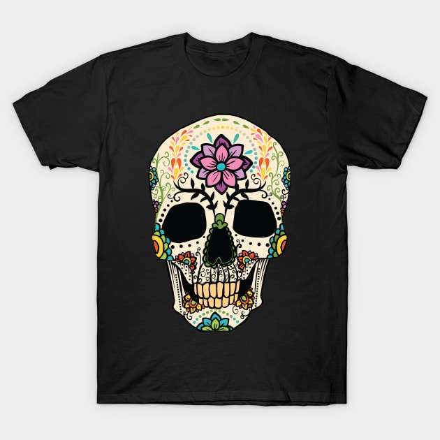 Day Of The Dead Sugar Skull T-Shirt by soondoock